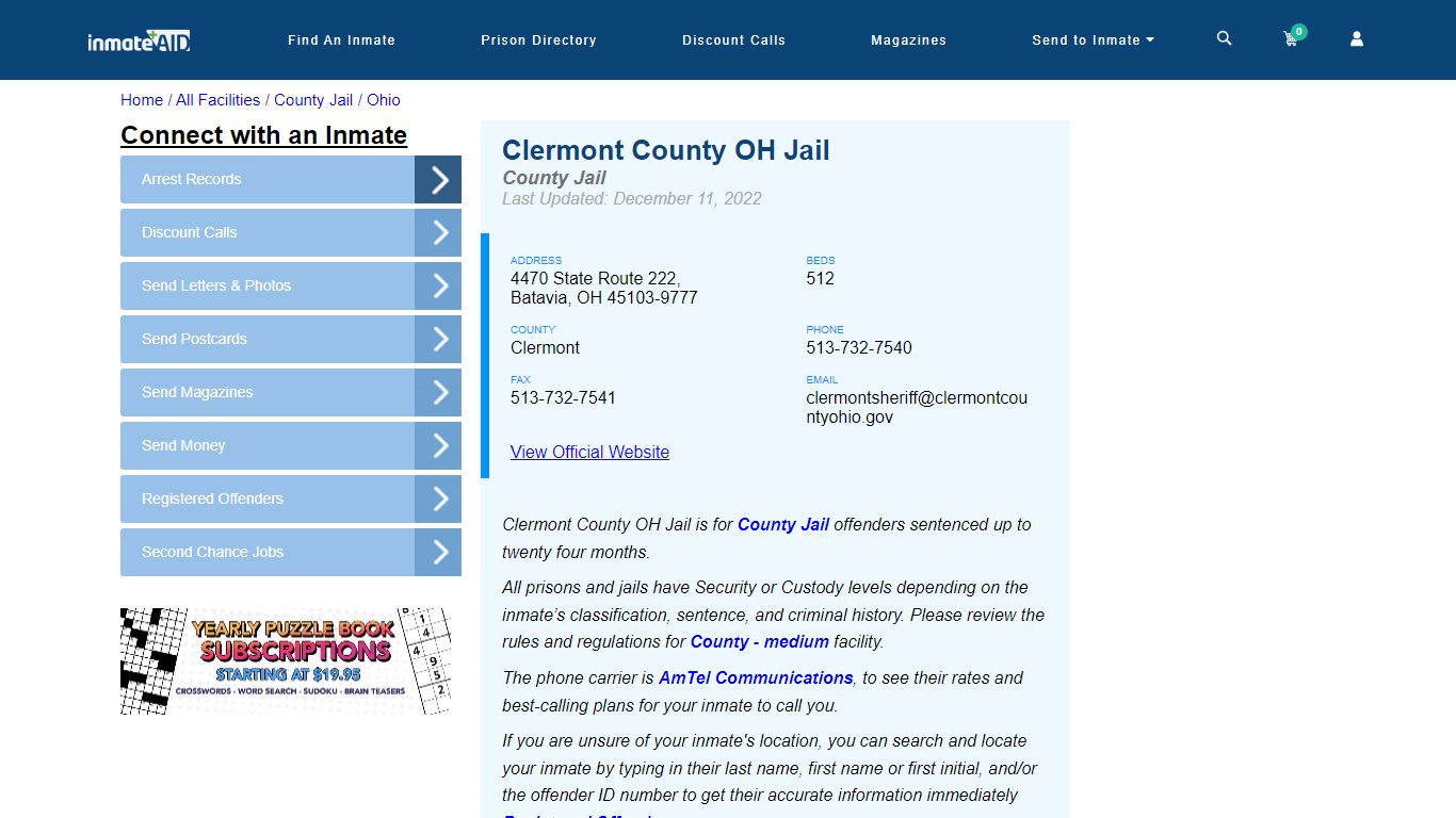 Clermont County OH Jail - Inmate Locator