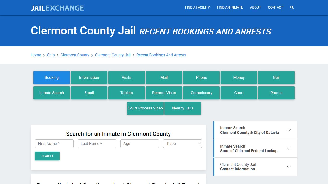 Clermont County Jail Recent Bookings And Arrests - Jail Exchange